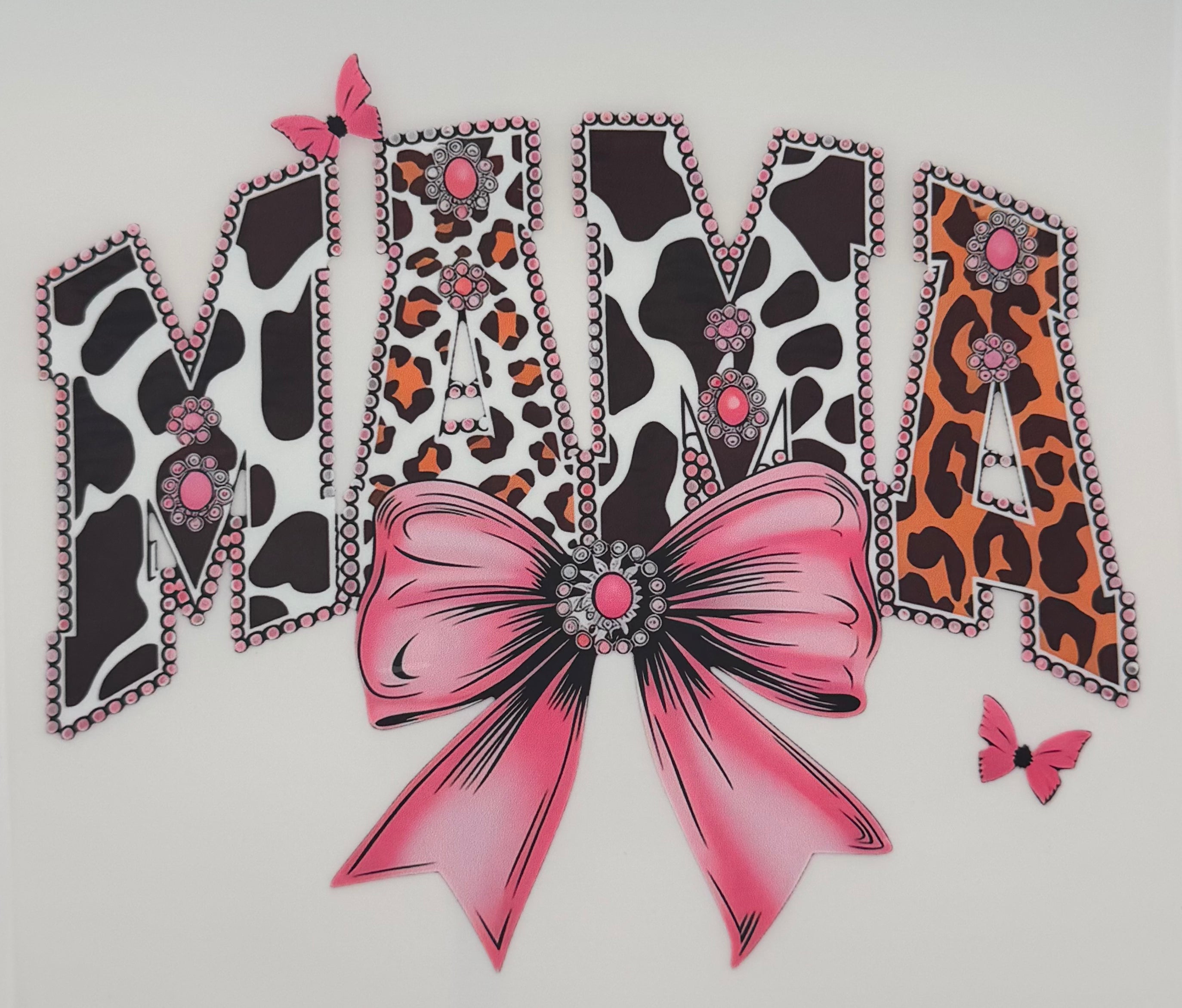6- Mama Animal Print and Pink Bow